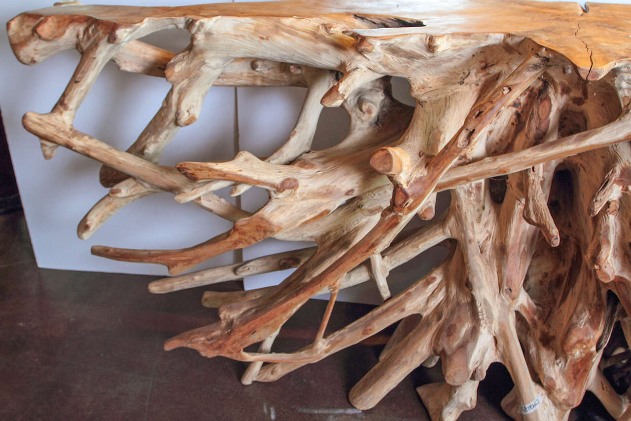 Organic Modern Teak Root Console Table