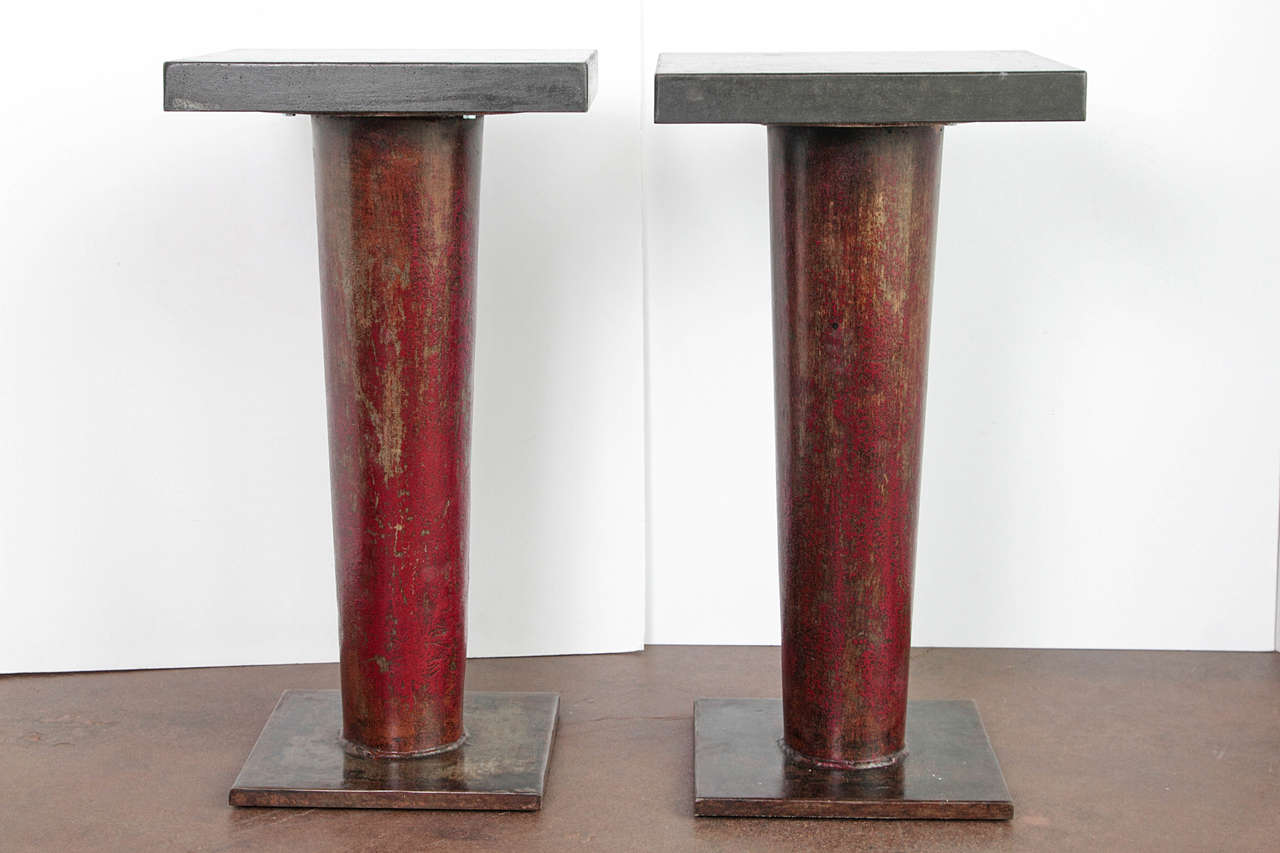 English Column Side Table with Ebonized Limestone Top 4