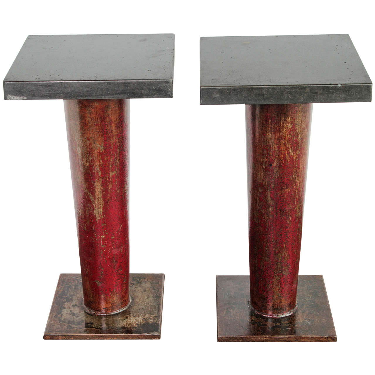 English Column Side Table with Ebonized Limestone Top