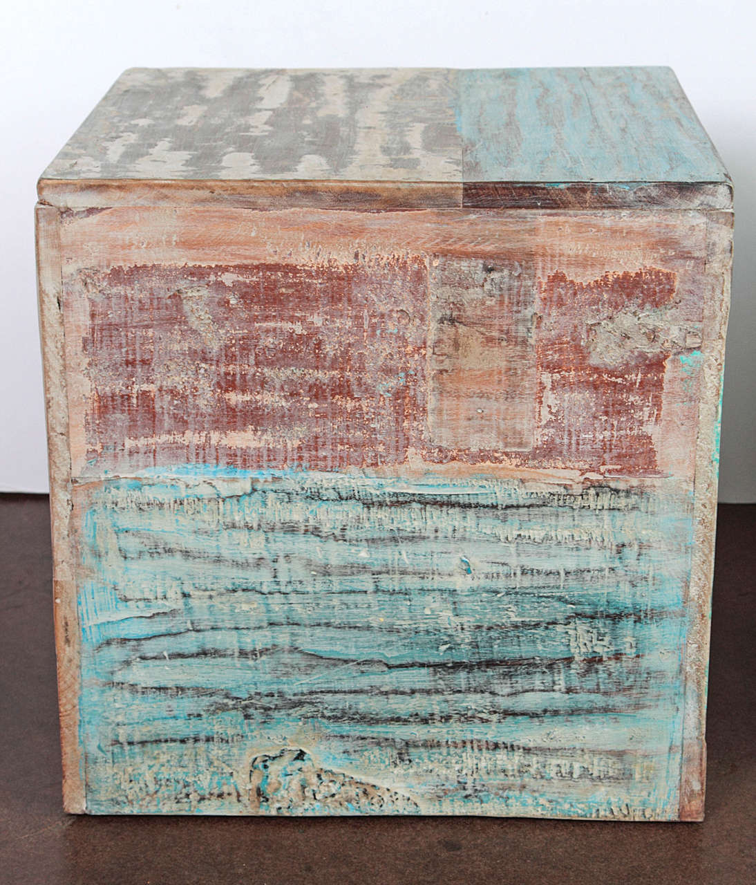 Colorful Wood Block End Tables In Good Condition In Dallas, TX