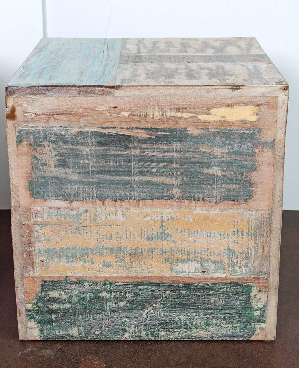 Reclaimed Wood Colorful Wood Block End Tables