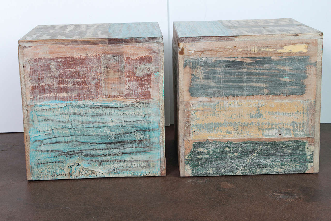 Colorful Wood Block End Tables 4