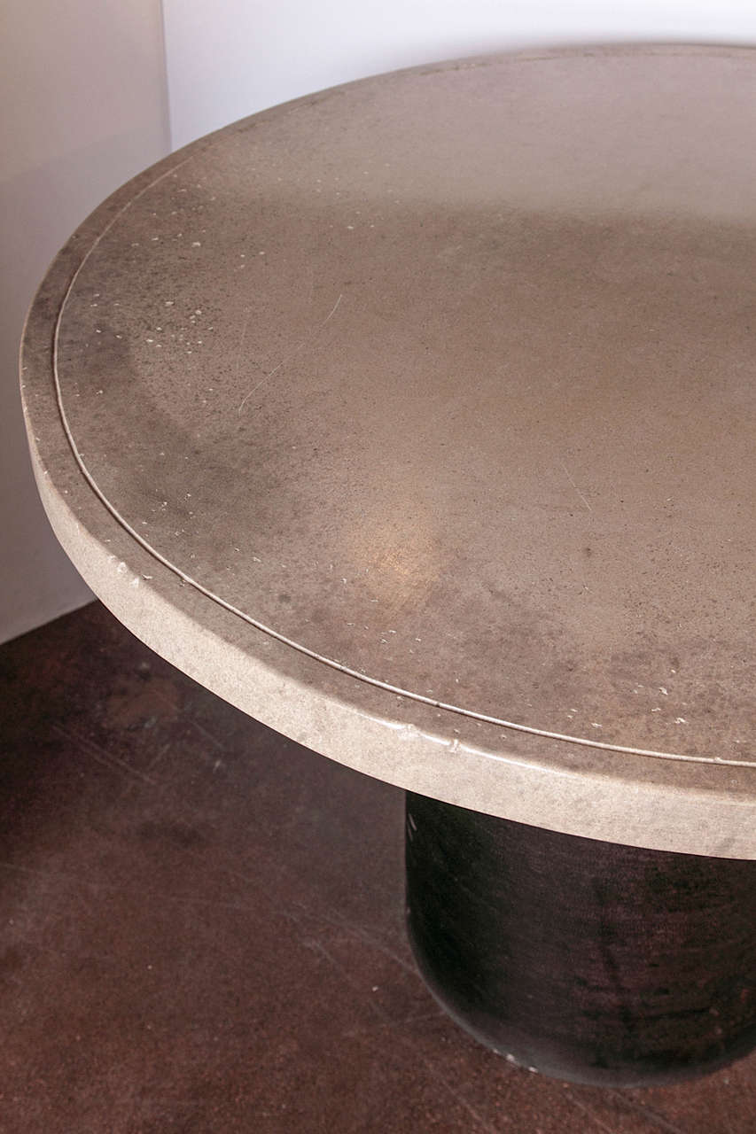 Industrial Cast Iron and Limestone Center Table 1