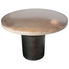 Industrial Cast Iron and Limestone Center Table