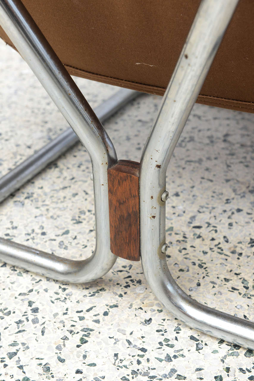 Norwegian Ingmar Relling for Westnofa Chrome and Leather Chair and Ottoman Norway 1970s For Sale