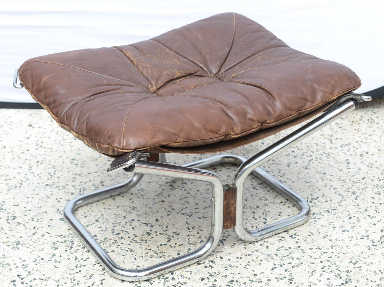 Late 20th Century Ingmar Relling for Westnofa Chrome and Leather Chair and Ottoman Norway 1970s For Sale