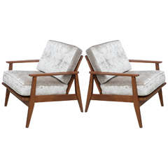 Newly Refurbished Pair of MCM Arm Chairs, 1960 America