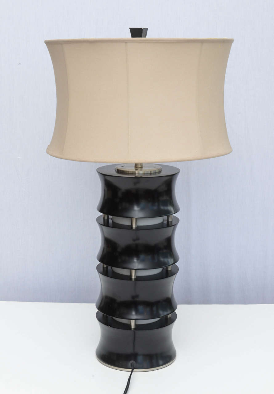 Mid-20th Century Beautiful Pair of Wooden and Glass MCM table lamps, 1959 America