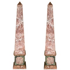 Pair of French Monumental Marble Veneered Obelisks