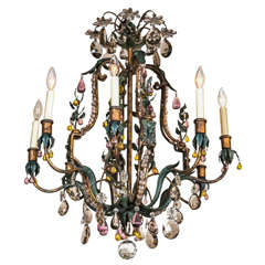 Eight-Light Painted Tole Chandelier