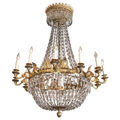 Crystal and Doré Bronze 12-Light Chandelier