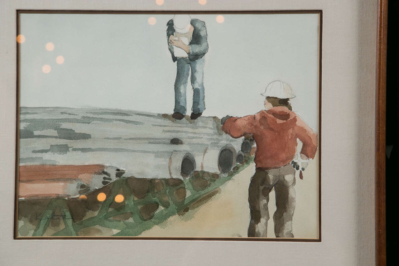 Set of Four 20th Century American School Watercolors In Excellent Condition In Stamford, CT