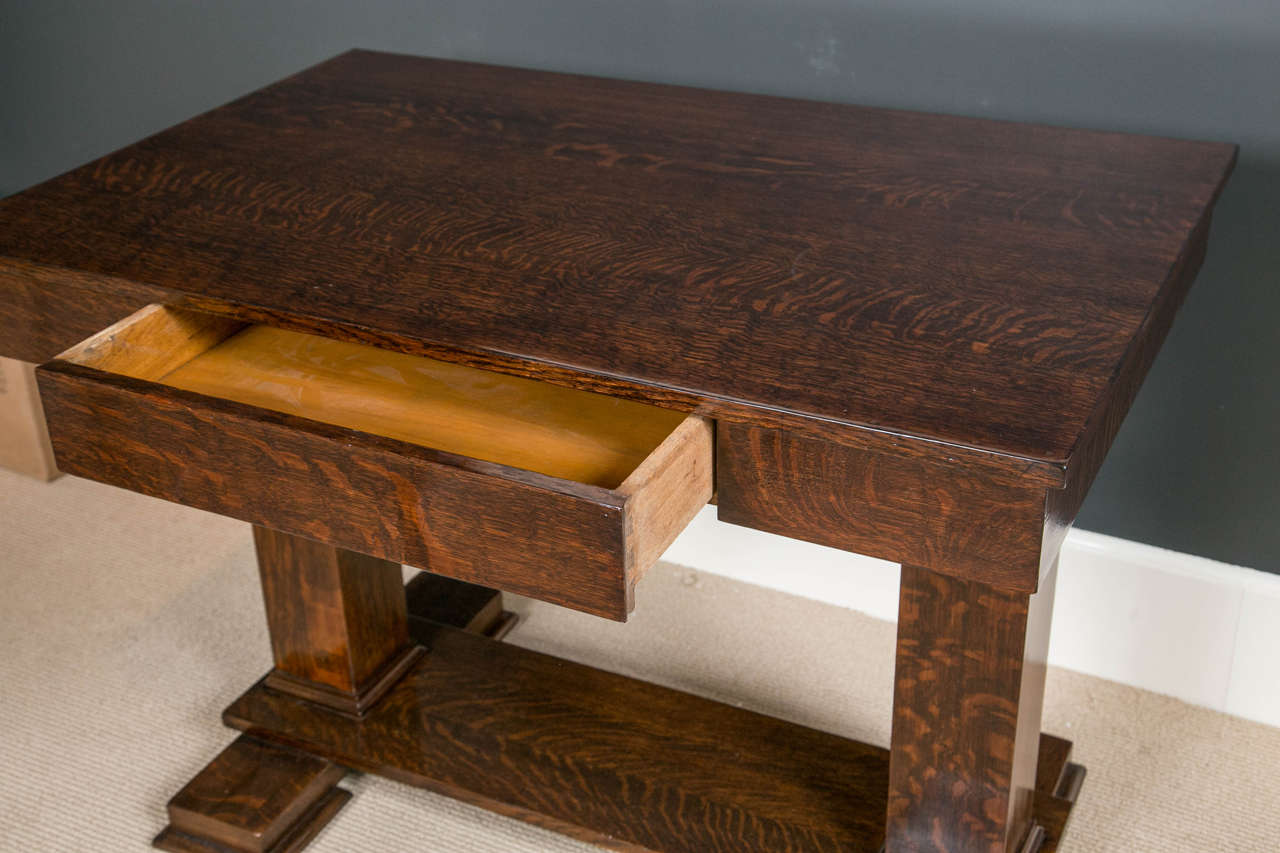 American QuarterSawn Oak Trestle Table at 1stdibs