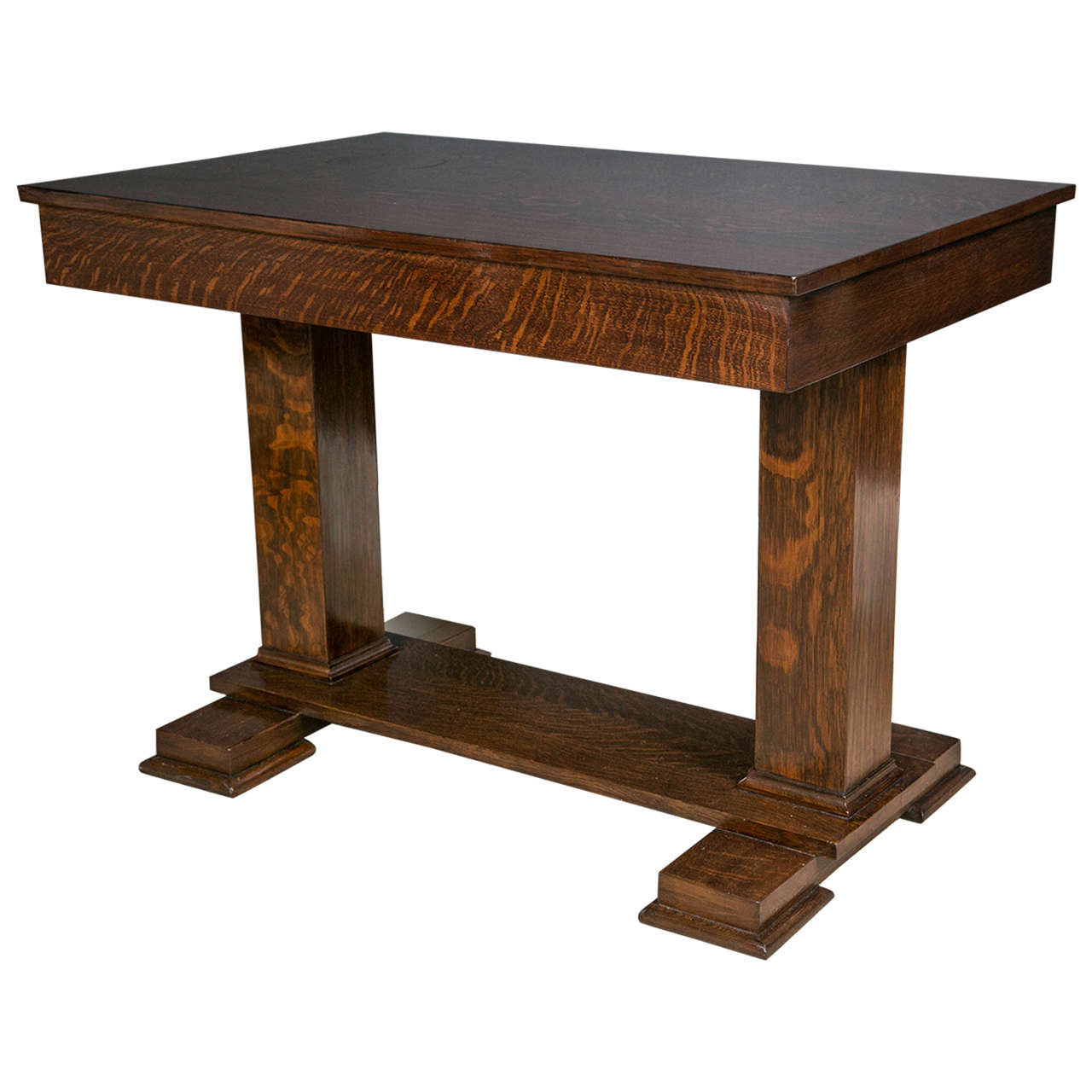 American QuarterSawn Oak Trestle Table at 1stDibs