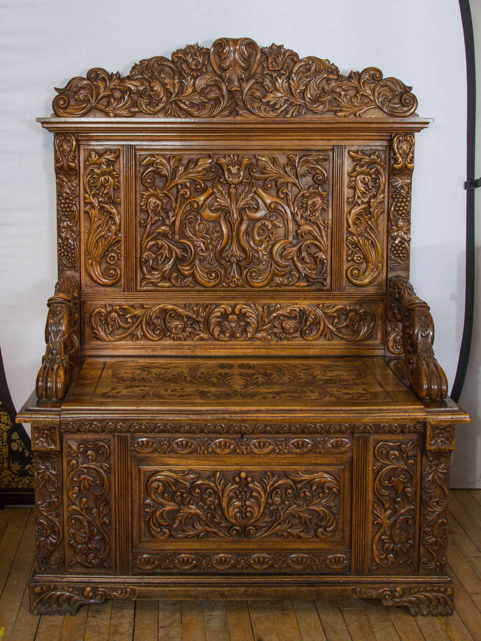 Italian Carved Walnut Settee