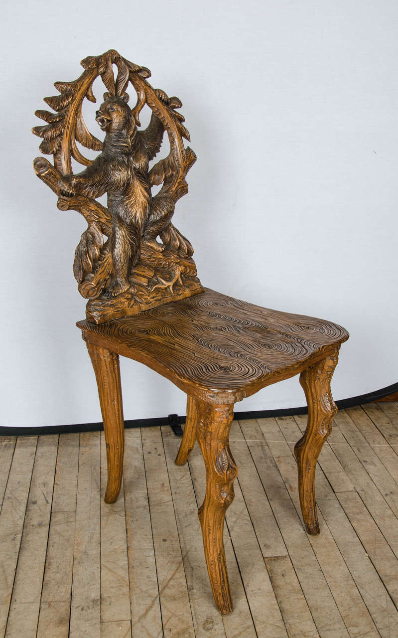 Set of Eight Carved Black Forest Side Chairs 2