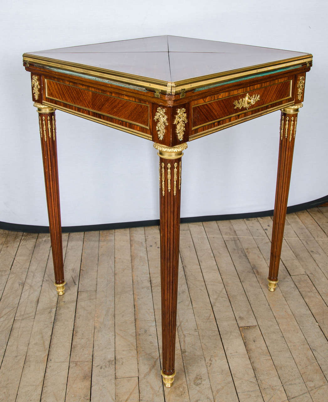 19th Century French Envelope Kingwood and Rosewood Card Table