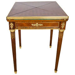 19th Century French Envelope Kingwood and Rosewood Card Table