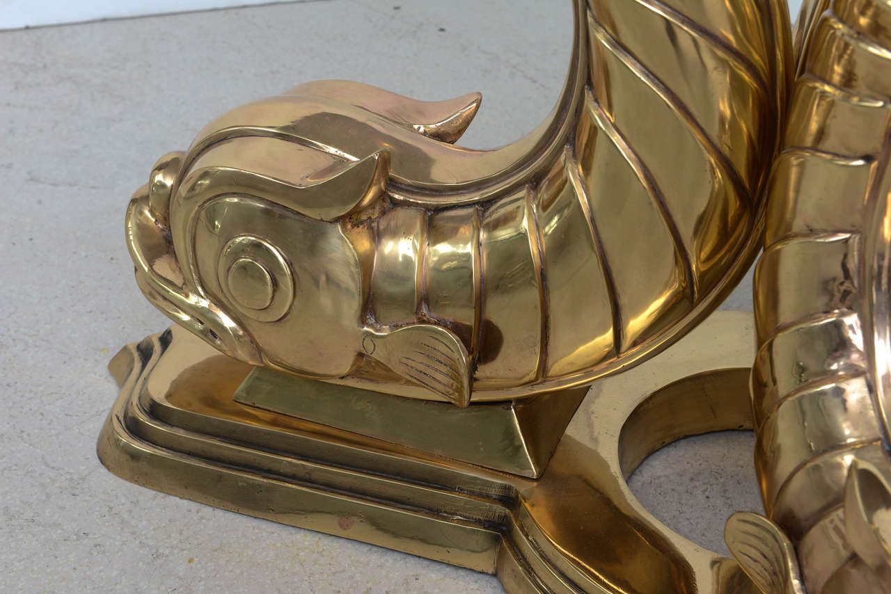 Italian Brass Dolphin Center Table