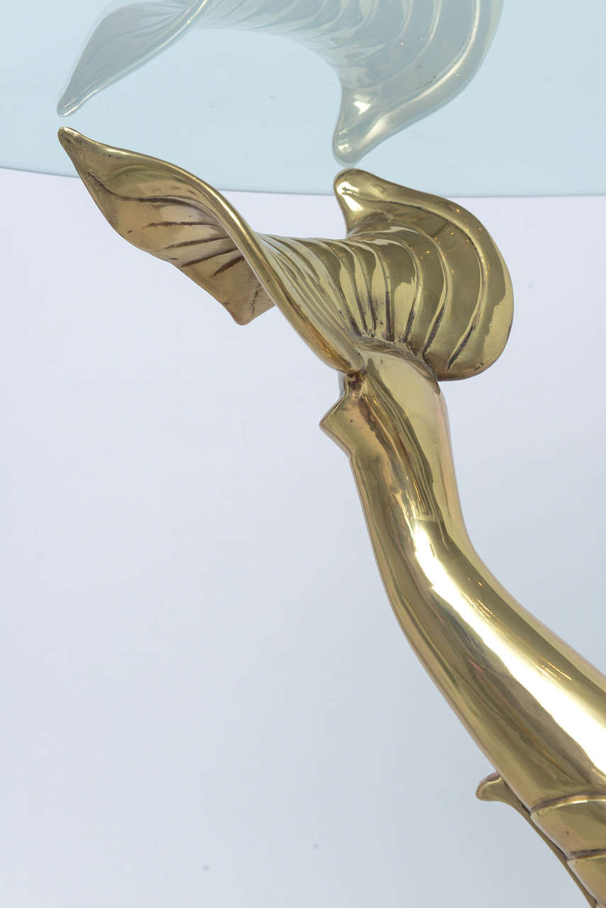 20th Century Brass Dolphin Center Table