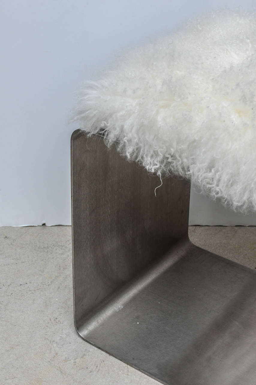 Stainless Steel and Mongolian Lamb Fur Bench 2
