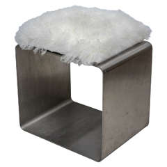 Stainless Steel and Mongolian Lamb Fur Bench