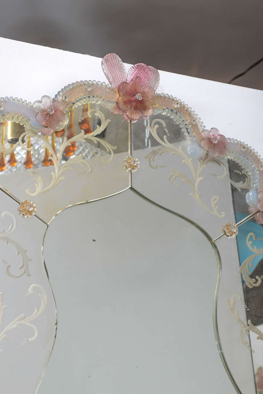 Pink Murano Glass Mirror 1