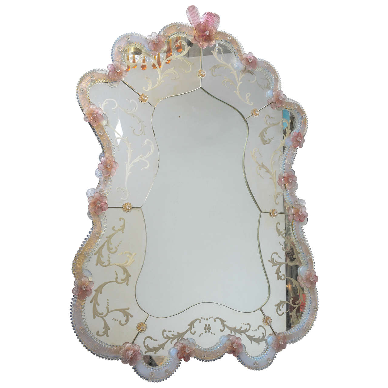 Pink Murano Glass Mirror at 1stDibs