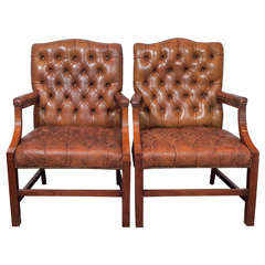 Pair antique English Gainsborough chairs