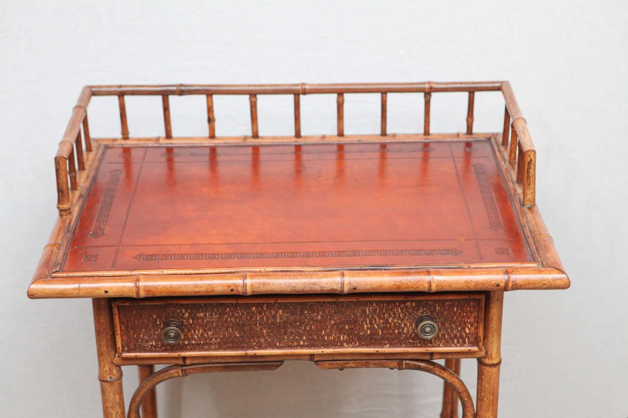 19th Century English Bamboo Writing Table with Single Drawer In Excellent Condition In Los Angeles, CA