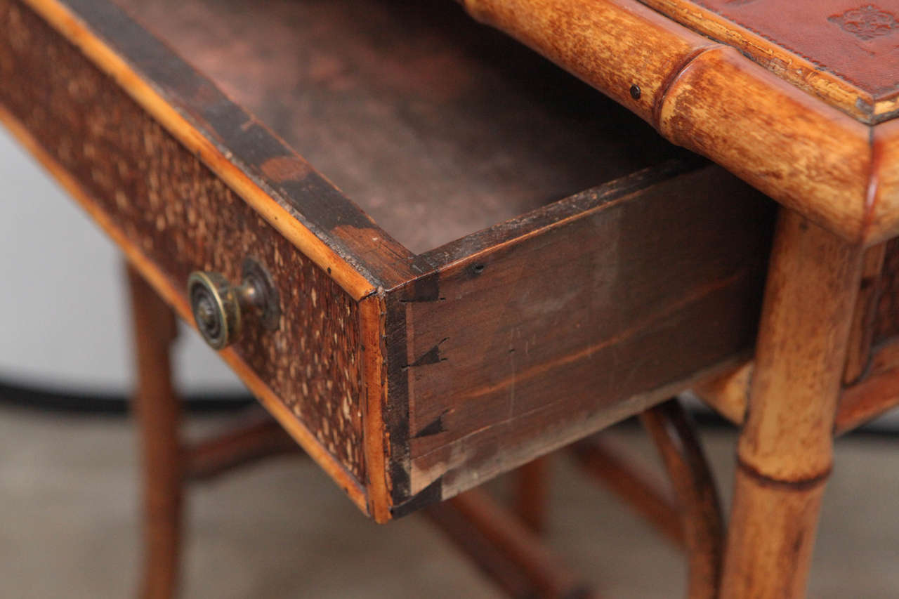 19th Century English Bamboo Writing Table with Single Drawer 3