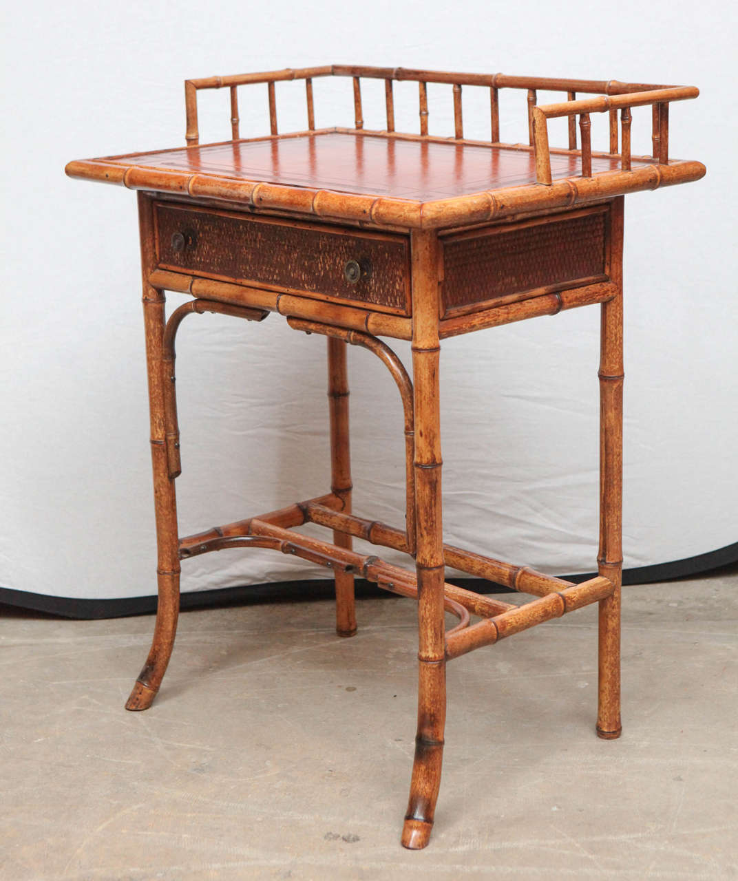 19th Century English Bamboo Writing Table with Single Drawer 4