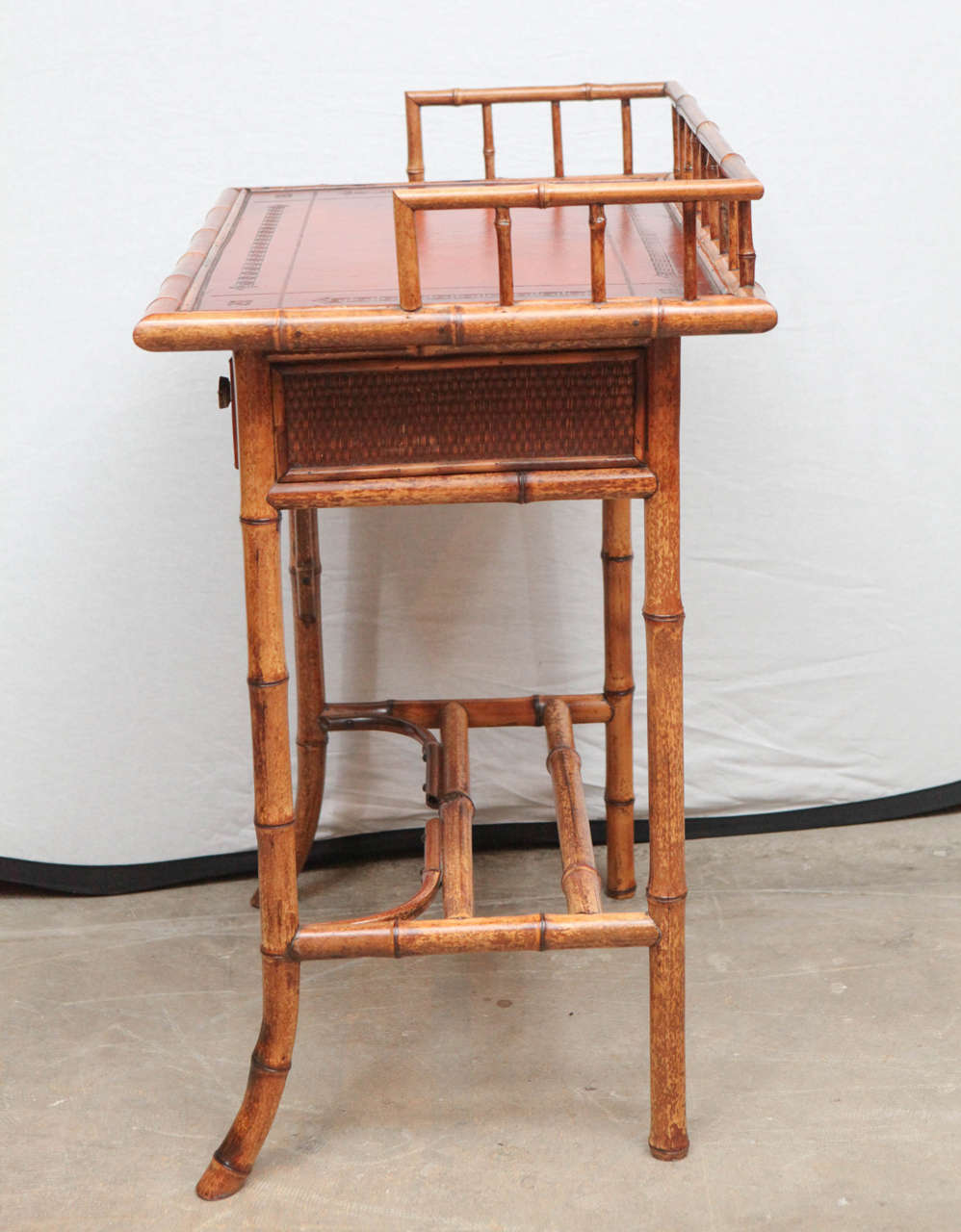 19th Century English Bamboo Writing Table with Single Drawer 5