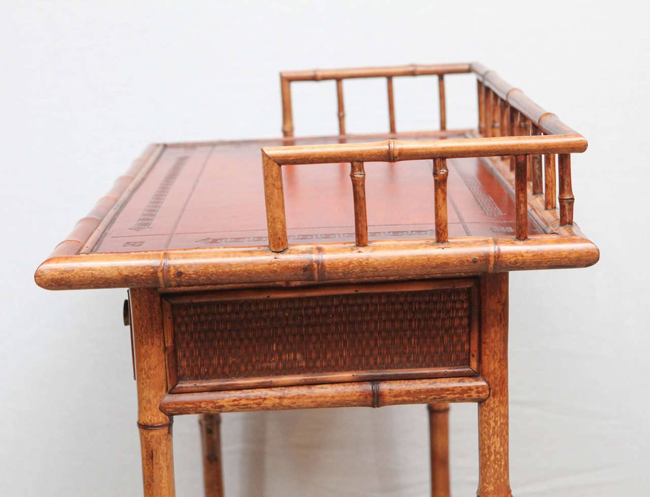 19th Century English Bamboo Writing Table with Single Drawer 6