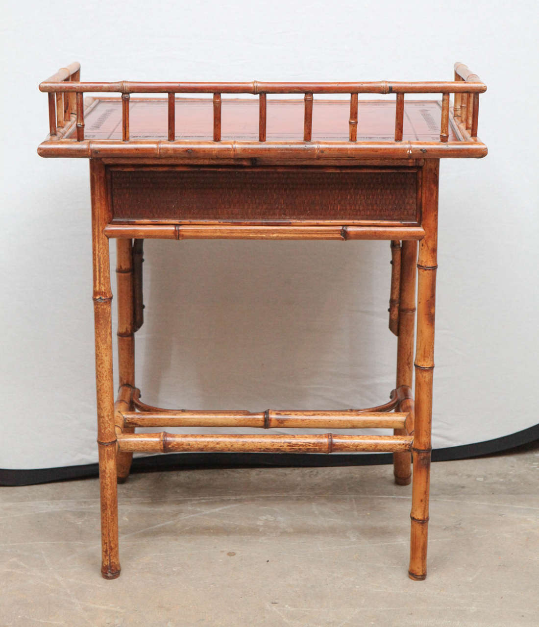 19th Century English Bamboo Writing Table with Single Drawer 7