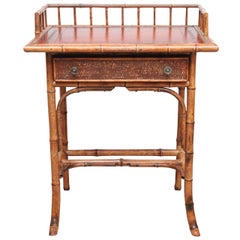 Antique 19th Century English Bamboo Writing Table with Single Drawer