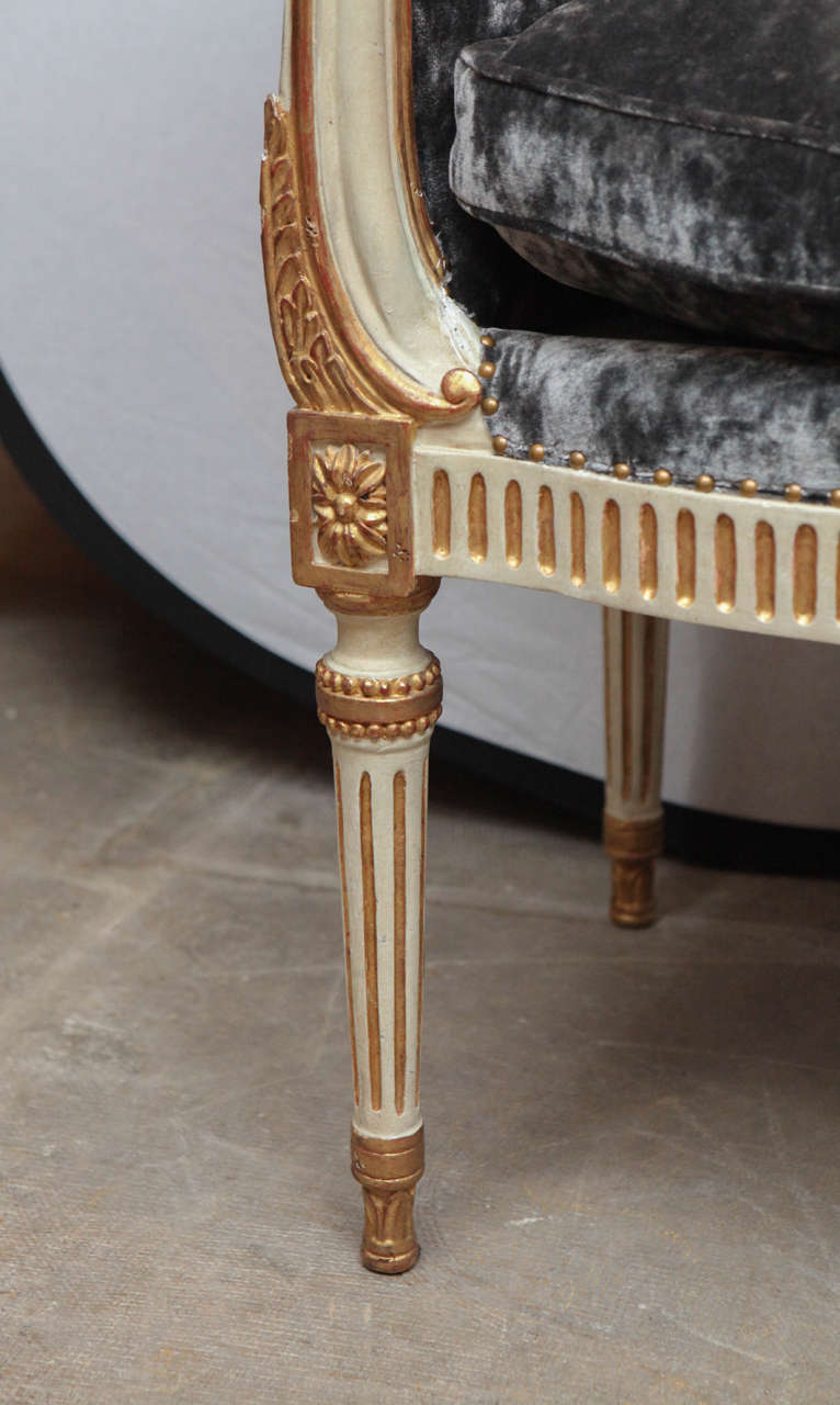 Giltwood and Painted French Style Curled-Arm Bench 2