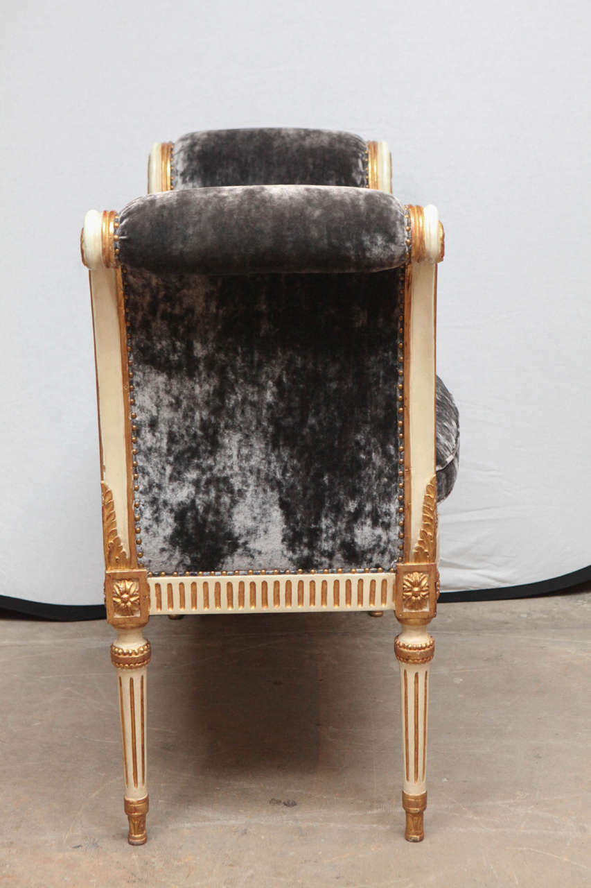 Giltwood and Painted French Style Curled-Arm Bench 4