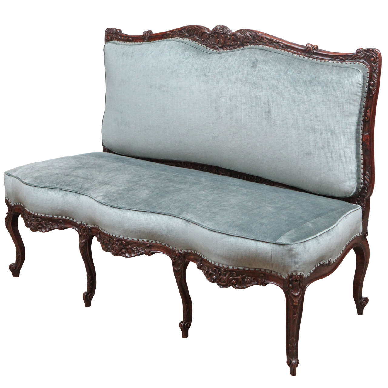 19th Century French Walnut Armless Settee