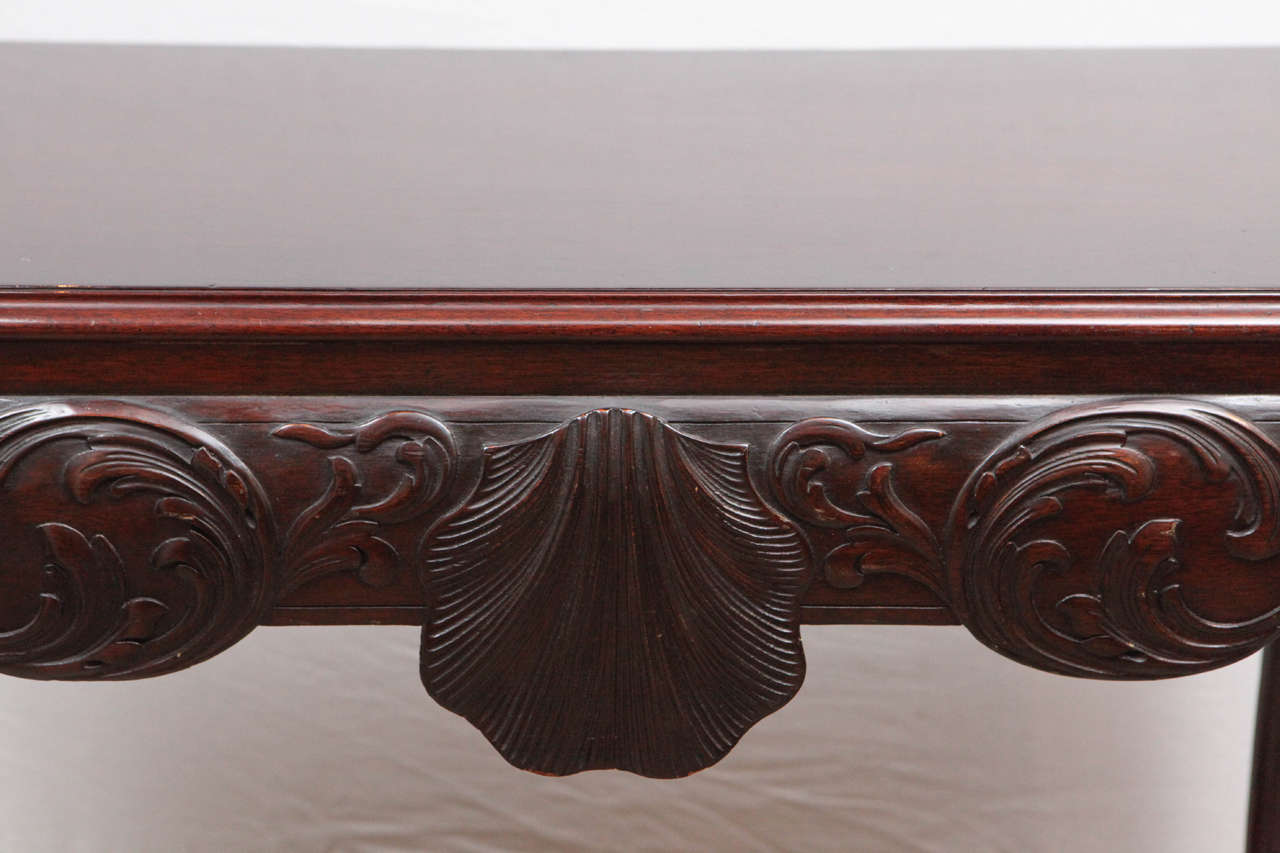 19th Century English Mahogany Console Table with Single Drawer In Excellent Condition In Los Angeles, CA