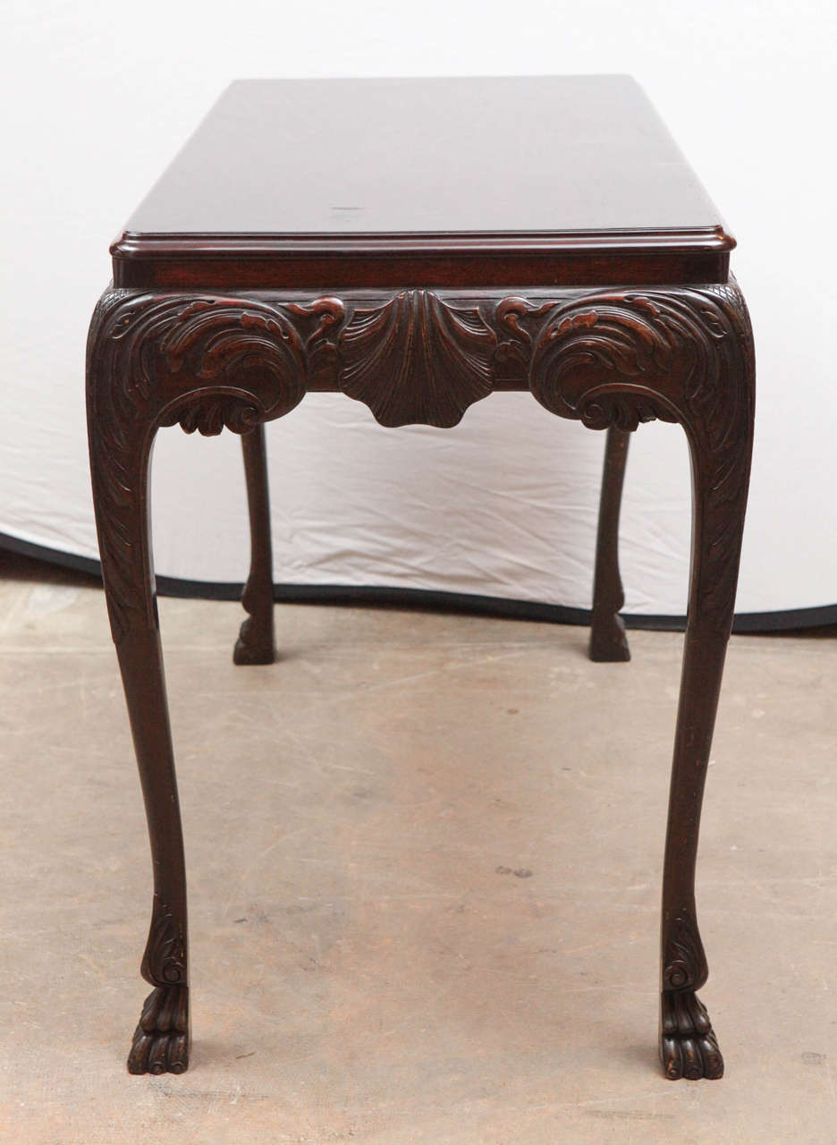 19th Century English Mahogany Console Table with Single Drawer 3