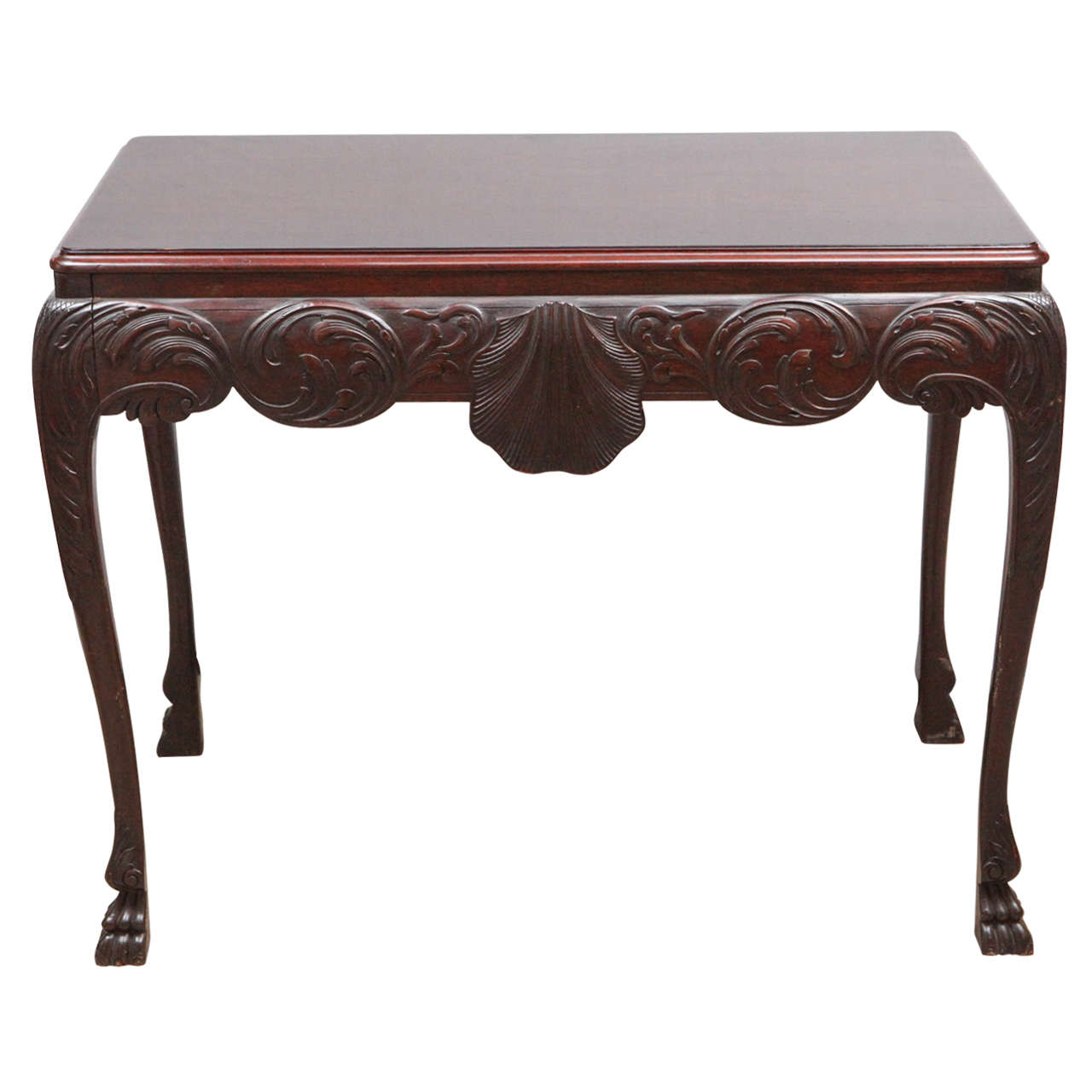 19th Century English Mahogany Console Table with Single Drawer