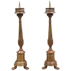 Pair of 19th Century Italian Solid Bronze Pricket Sticks