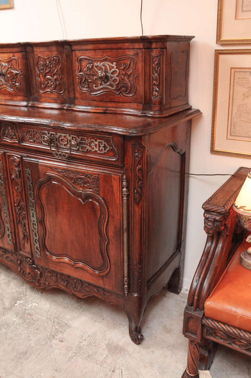 18th Century Carved French Walnut Two-Part Sideboard For Sale 3