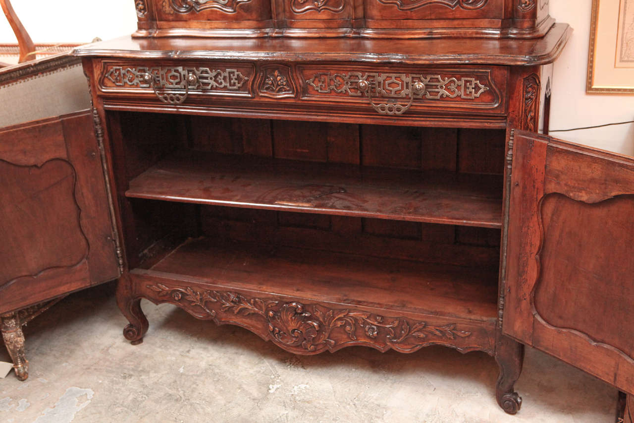 18th Century Carved French Walnut Two-Part Sideboard For Sale 4