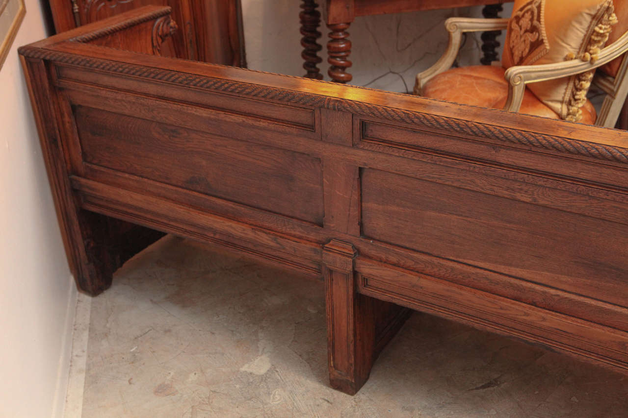 19th Century English Oak Gothic Style Leather Bench 6