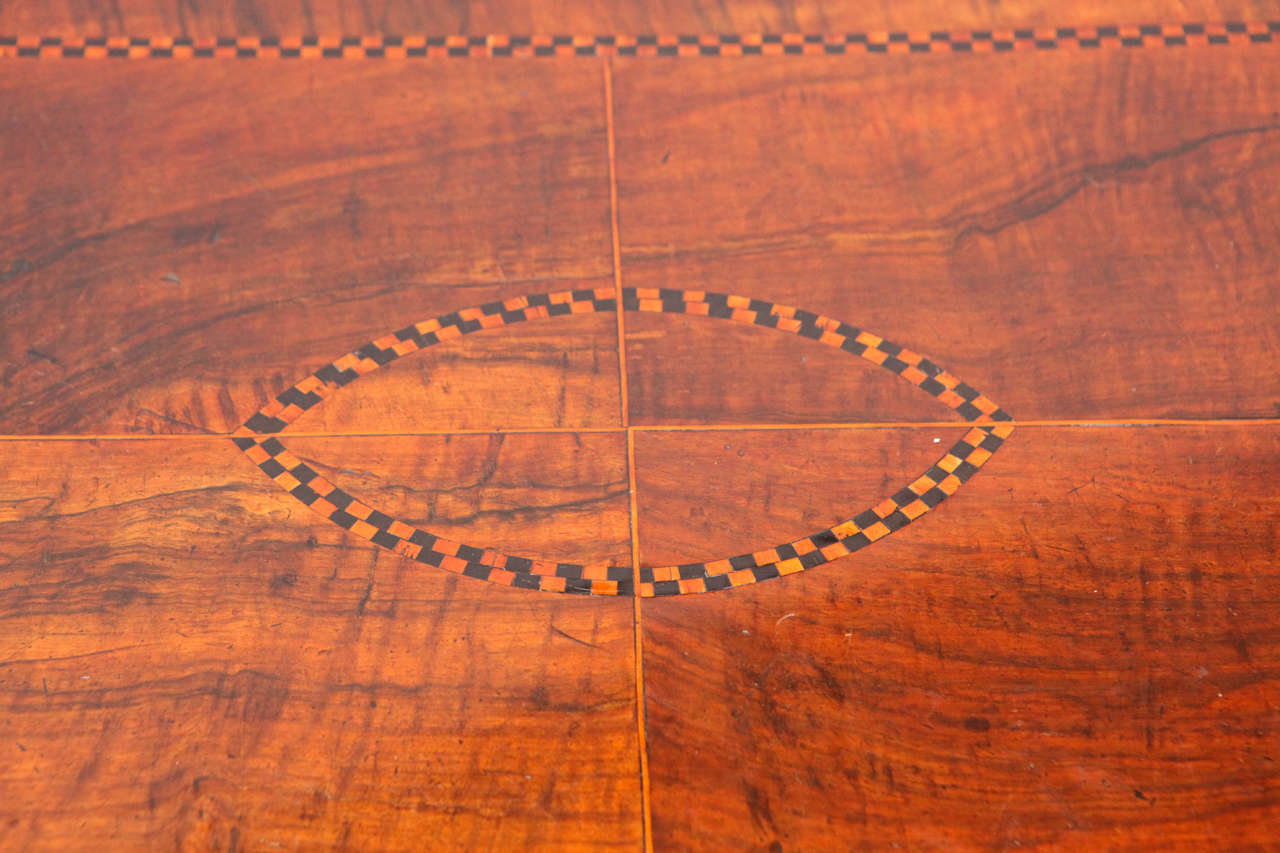 19th Century English Inlaid Three-Drawer Low Boy End Table In Excellent Condition In Los Angeles, CA