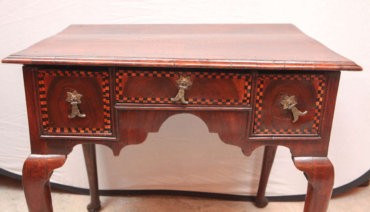 19th Century English Inlaid Three-Drawer Low Boy End Table 1