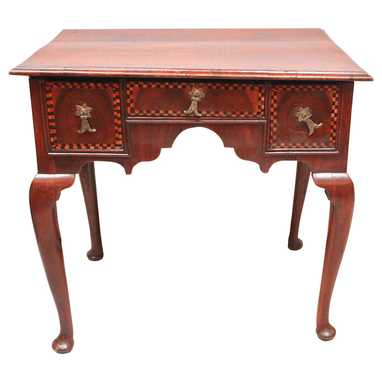 19th Century English Inlaid Three-Drawer Low Boy End Table