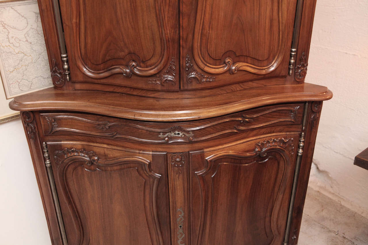 Pair of 19th Century French Walnut Carved Corner Cabinets 2